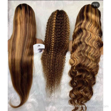 Amanda Hair 100% Indian Mink Human Hair P4/30 Ombre Hair Pre Plucked Soft 4x4 HD Transparent Lace Closure Wig